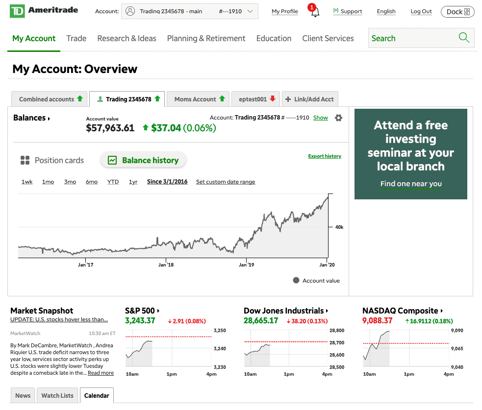 Ameritrade Features