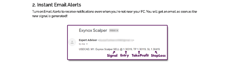 Exynox Scalper email alerts