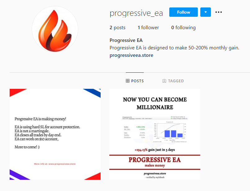 Progressive EA Instagram profile