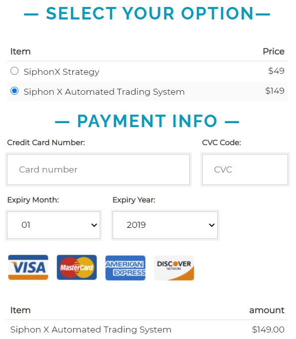 Siphon-X1 payment info