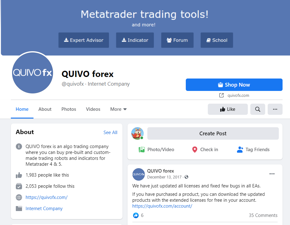 Quivo FX - Facebook profile