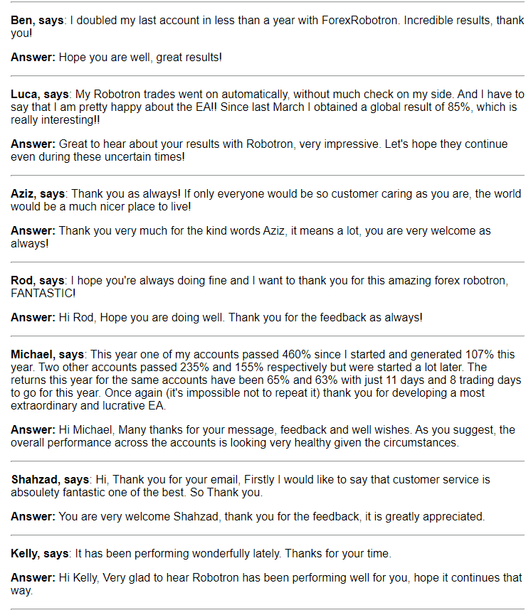 Forex Robotron People feedback