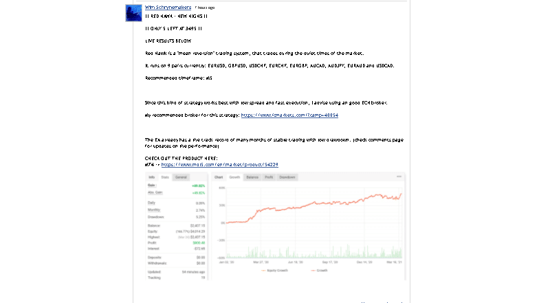 Red Hawk Robot Trading Results