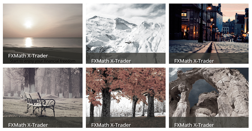 FXMath X-Trader. The site includes random pictures from the photo stock. 