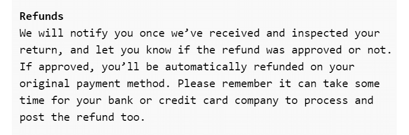 R0B0.1  - The refund policy looks weird and out of place.