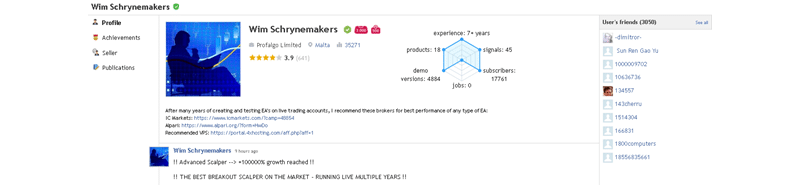 Advanced Scalper. The developer of this EA is Wim Schrynemakers. 