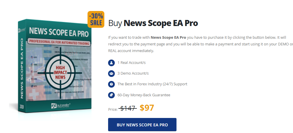 Pricing of News Scope EA Pro.
