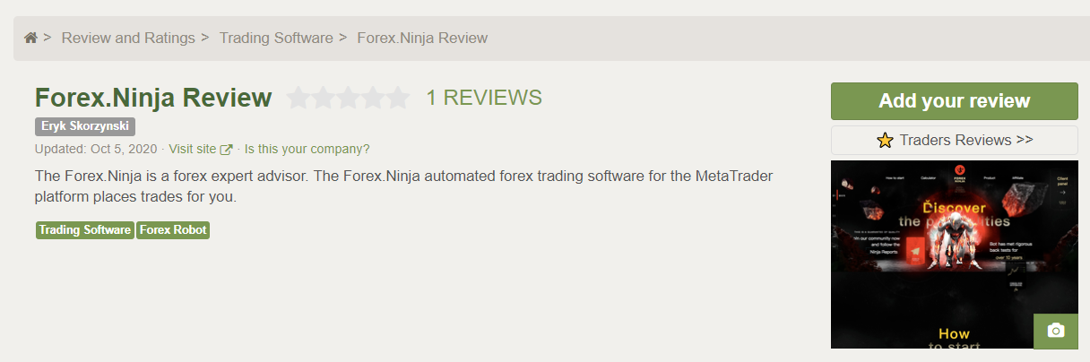Forex Ninja customer reviews