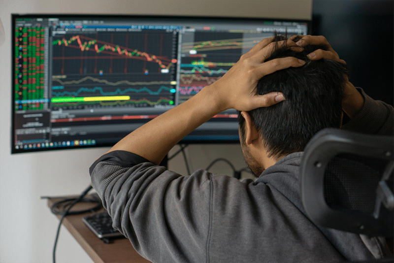Stressed out person when trading