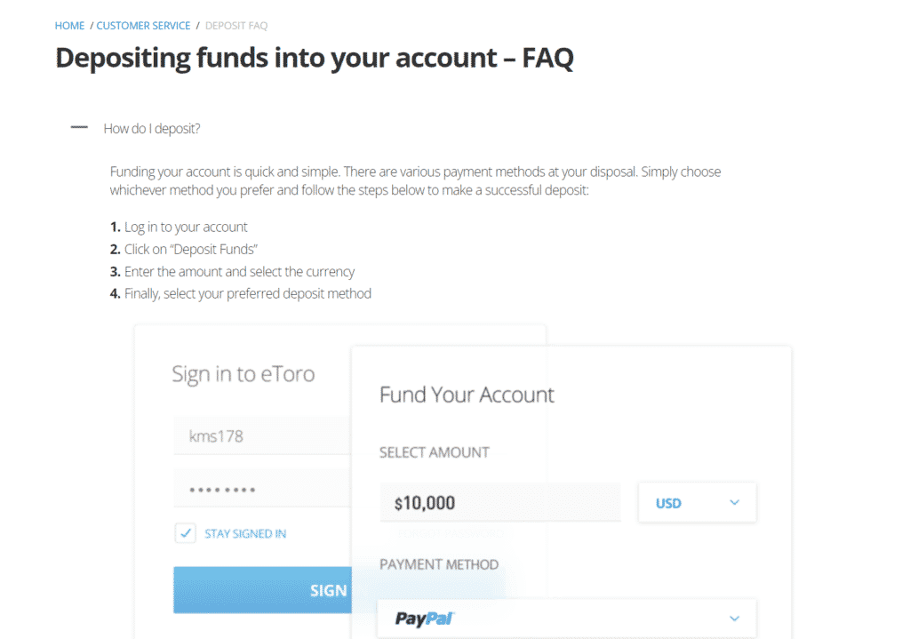eToro - Payment methods