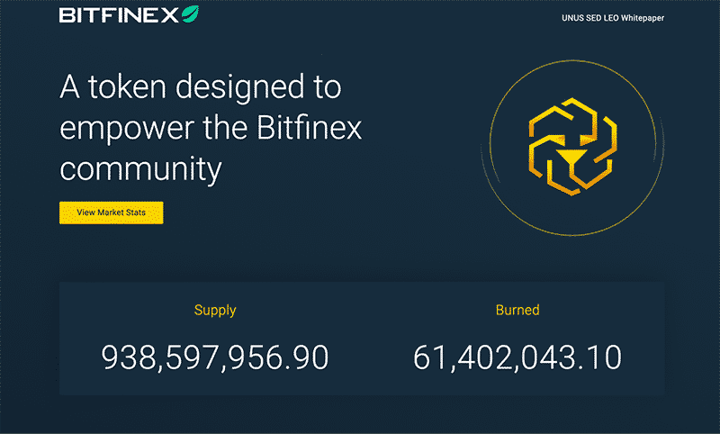 LEO's homepage on Bitfinex