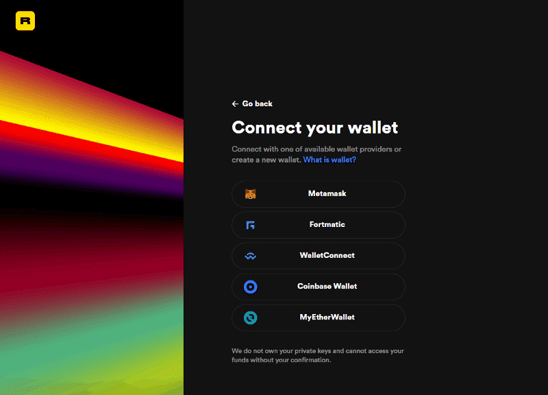 Connecting Metamask crypto wallet to Rarible NFT marketplace