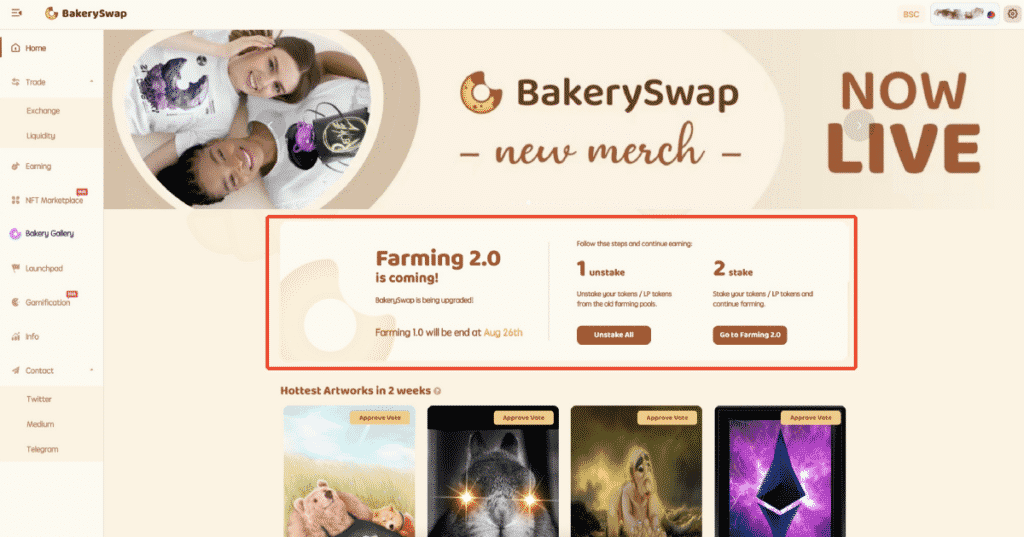 BakerySwap home page