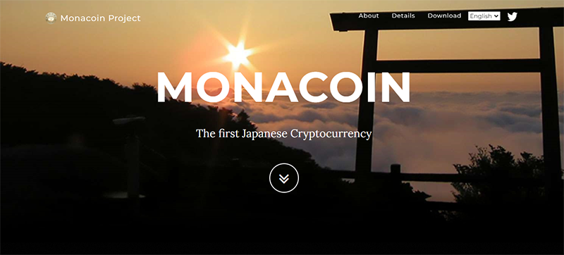 The MonaCoin website.