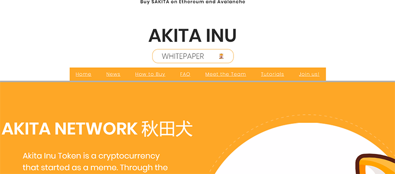 The AKITA landing page.