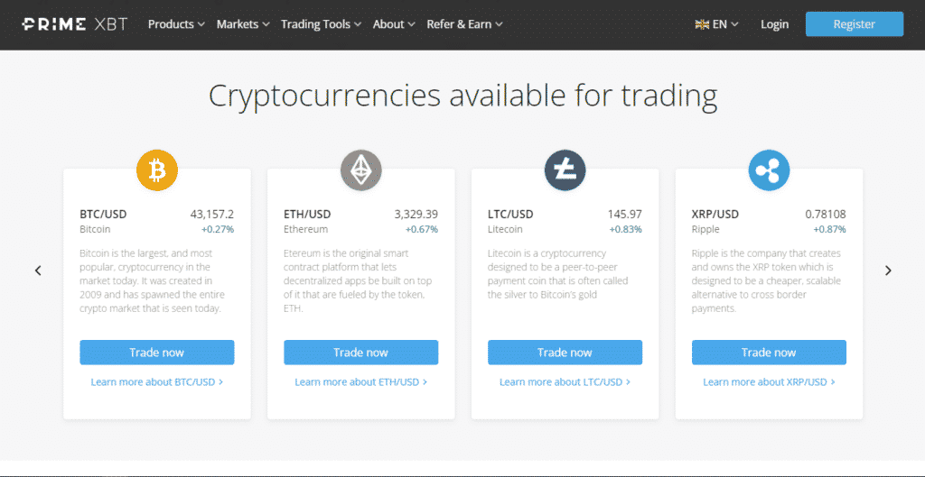 PrimeXBT - Cryptocurrencies