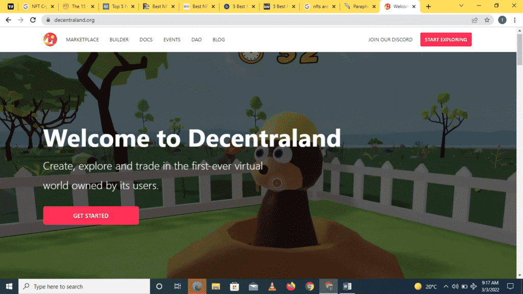 Decentraland start page