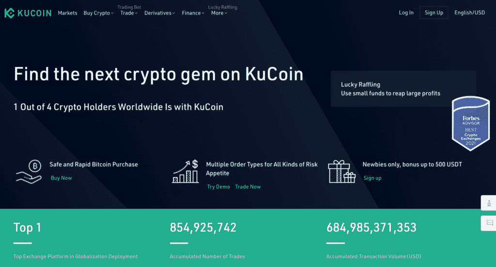 KuCoin’s homepage