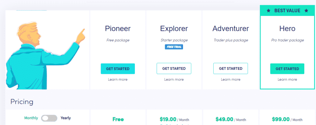 Pricing plans of Cryptohopper.