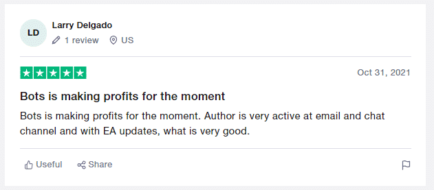 Customer review at TrustPilot.