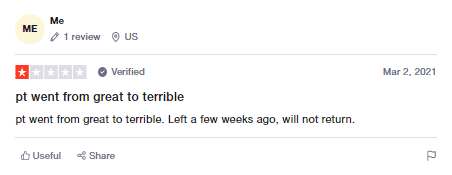 User feedback on TrustPilot.