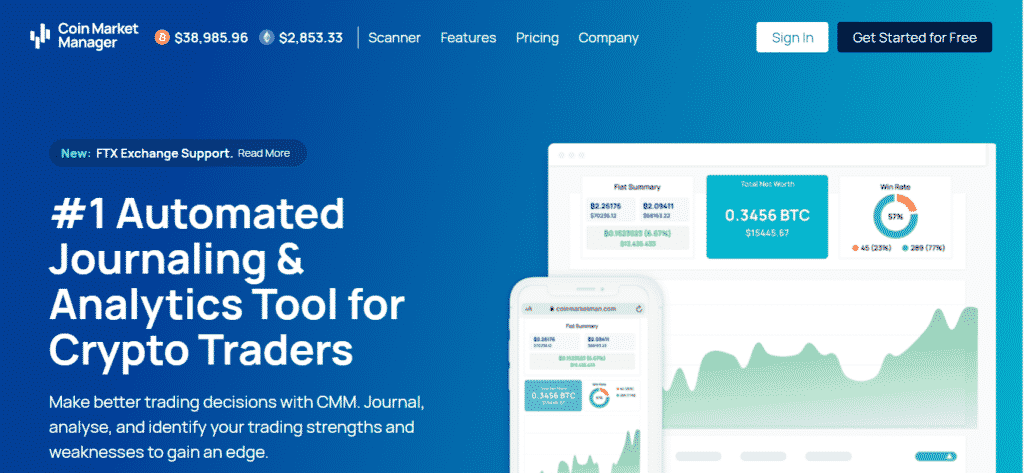 The Coin Market Manager landing page.