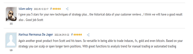 User reviews on mql5. 